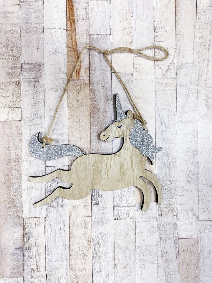 Personalised Engraved Wooden Hanging Unicorn