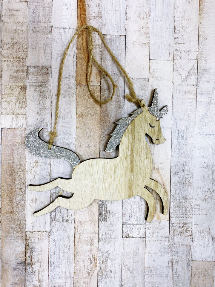 Personalised Engraved Wooden Hanging Unicorn
