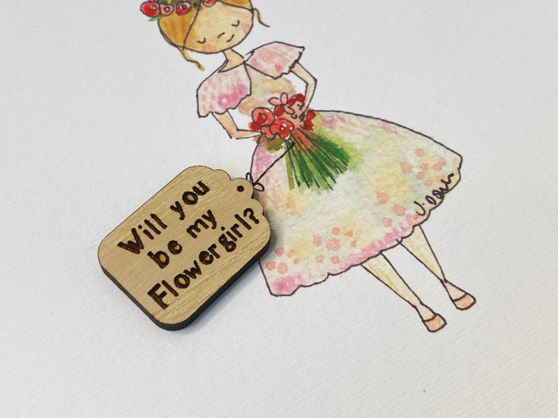 Will you be my Flower Girl Laser embellished Card - Personalised