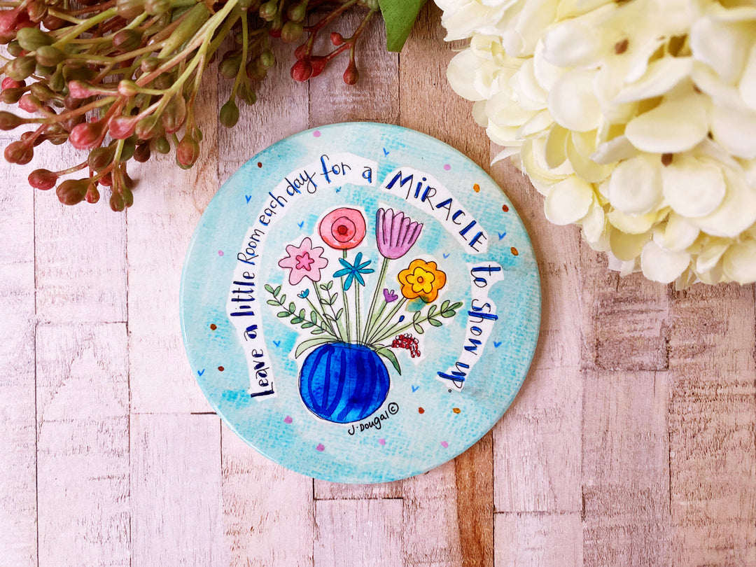 Miracles Round Ceramic Coaster