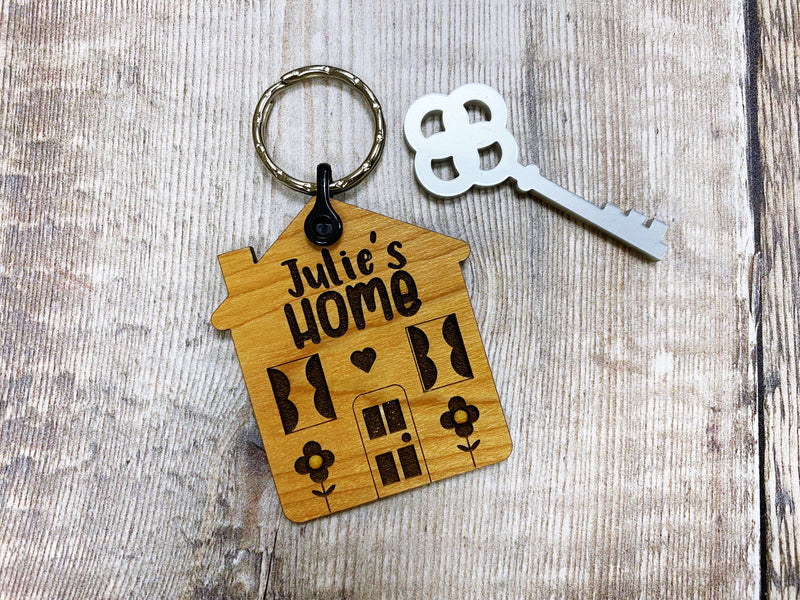 Personalised HOME Wooden Keyring