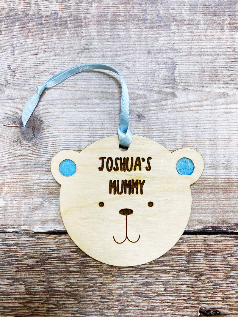 Personalised Wooden Hanging Teddy Bear