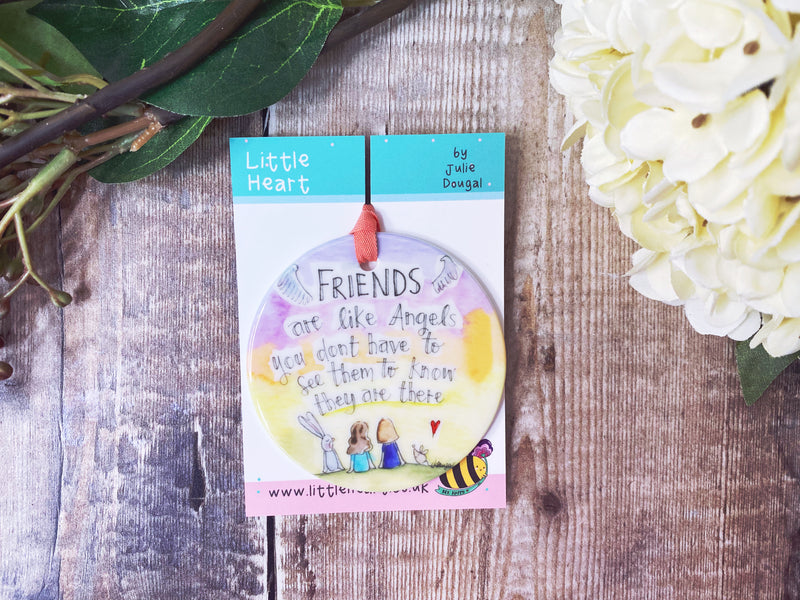 Friends are like Angels Little Ceramic Hanging Circle