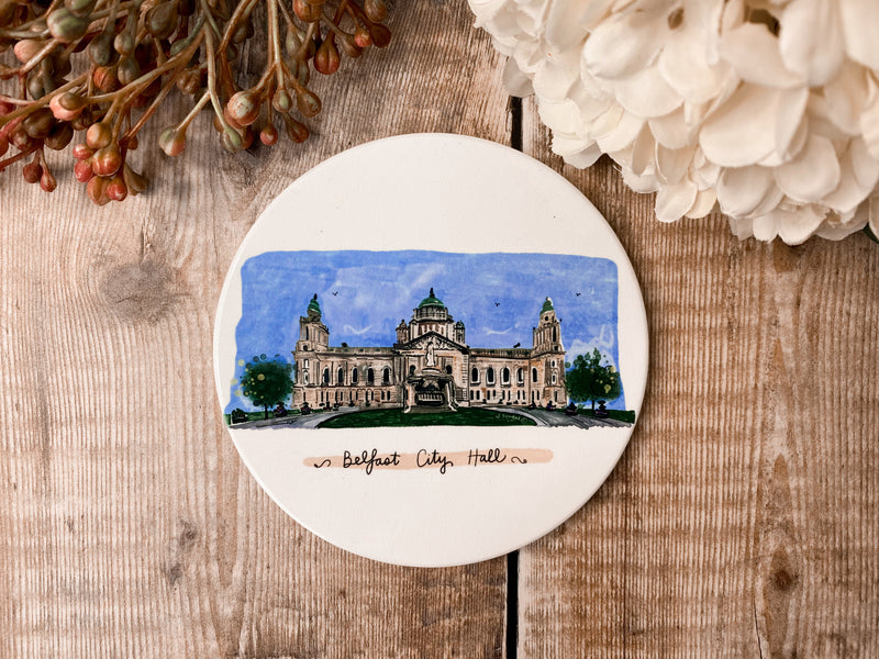 City Hall Round Ceramic Coaster