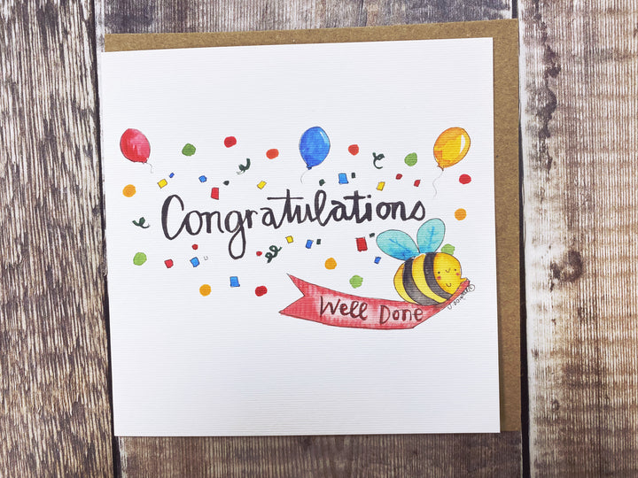 Congratulations Bee Text Card- Personalised