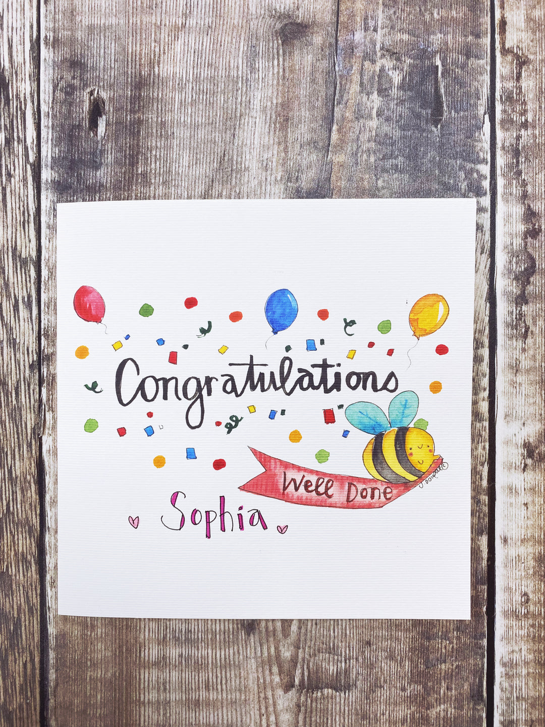 Congratulations Bee Text Card- Personalised