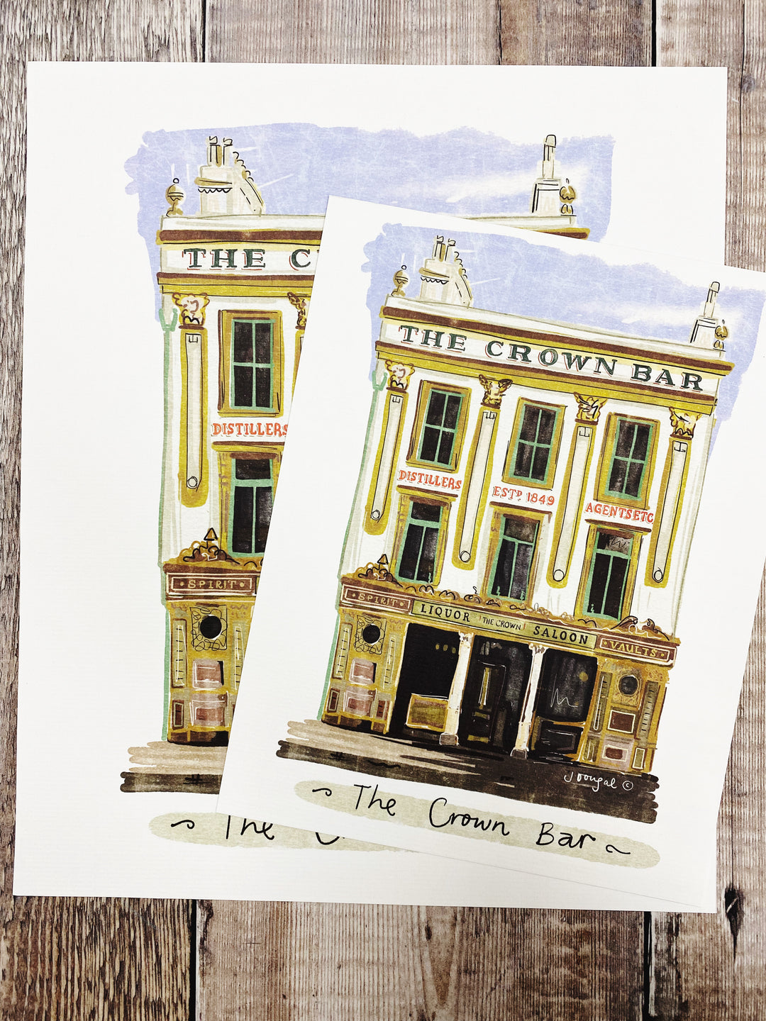 The Crown Bar Belfast Print by Julie Dougal