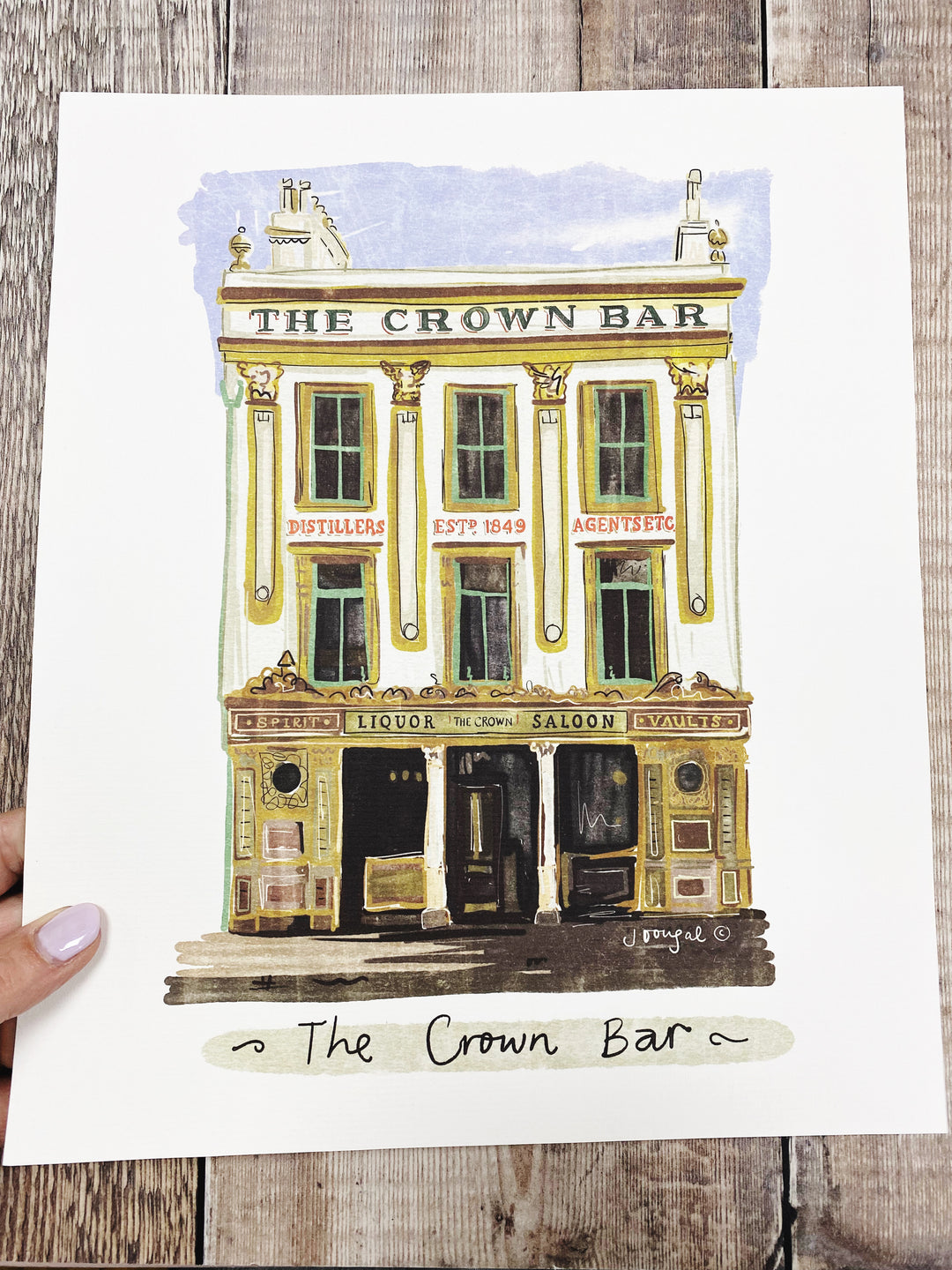 The Crown Bar Belfast Print by Julie Dougal