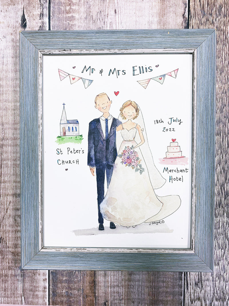 Medium Framed Picture Bride and Groom NEW, Church and Venue