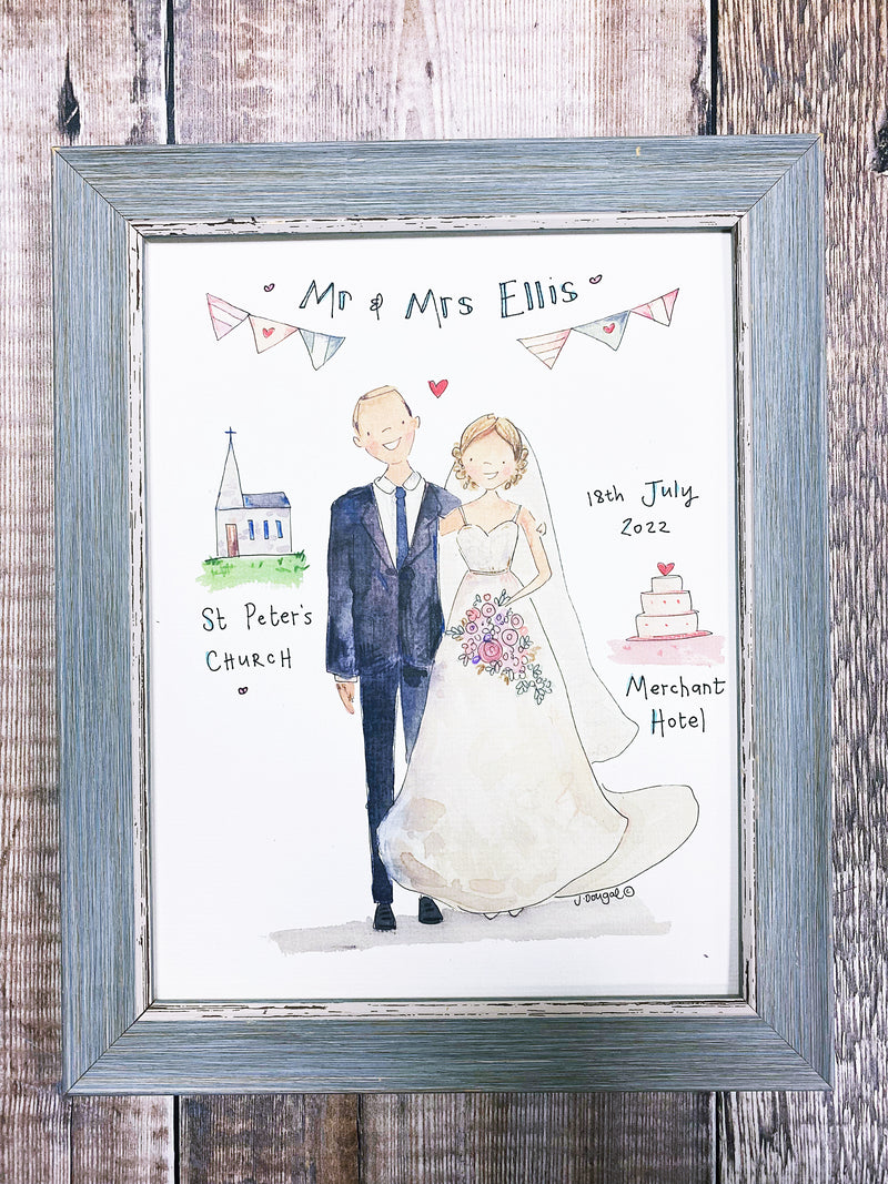 Medium Framed Picture Bride and Groom NEW, Church and Venue