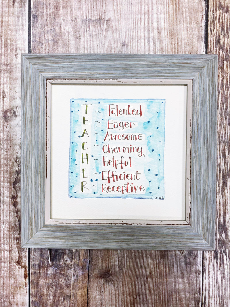 Framed Print "T.E.A.C.H.E.R." can be personalised