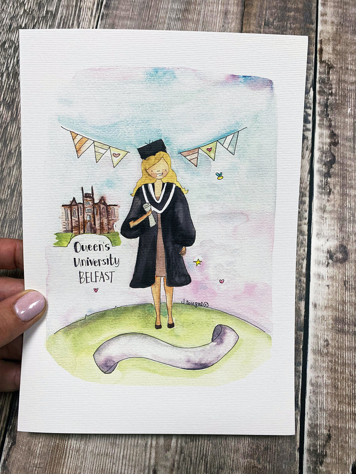 A5 Girl Graduation (any university) Card - Personalised
