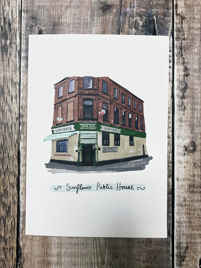 A5 The Sunflower Public House Greeting Card
