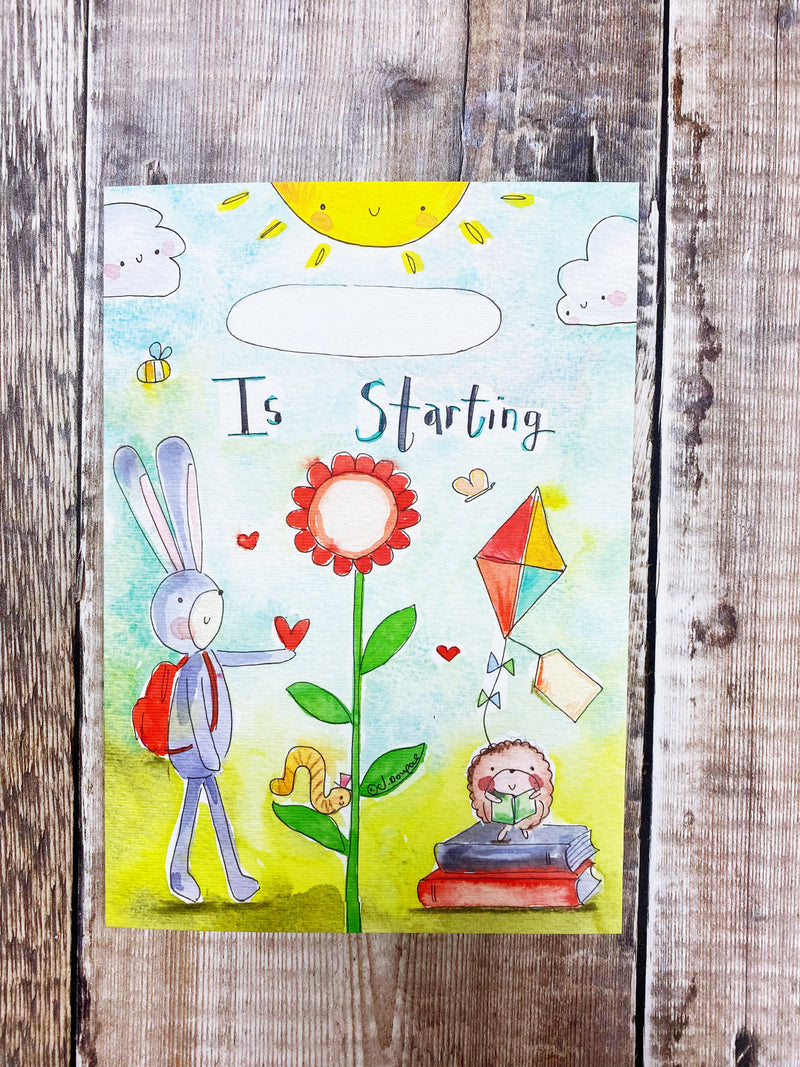A5 Primary School Bunny Card - Personalised