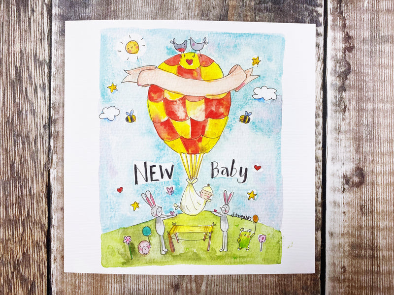 New Baby Balloon Card- Personalised