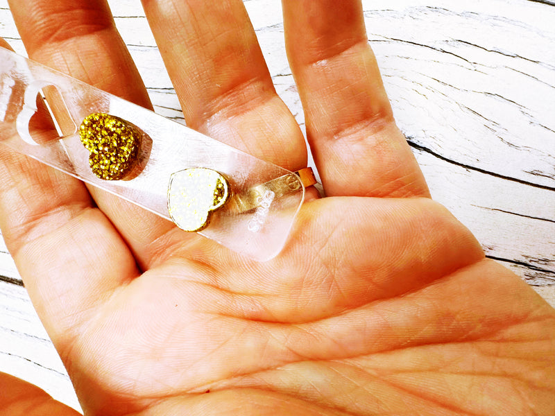 Little Glitter Gold Acrylic Earrings Hypoallergenic