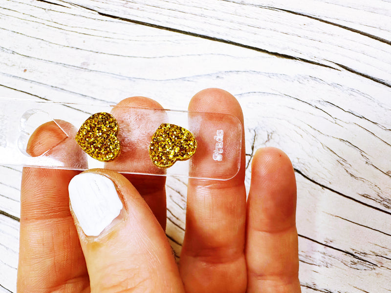 Little Glitter Gold Acrylic Earrings Hypoallergenic