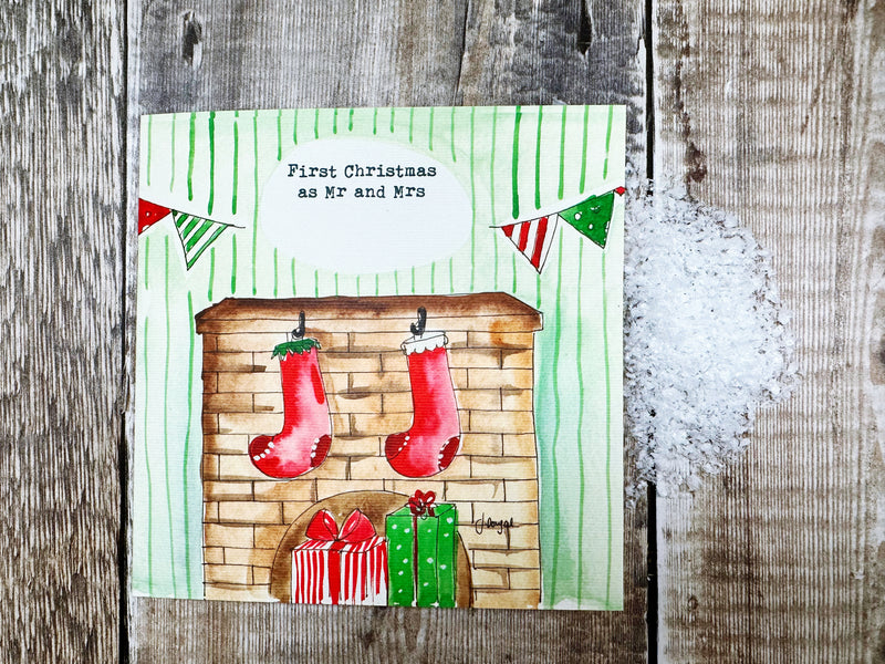 First Christmas as Mr and Mrs Christmas Card - Personalised