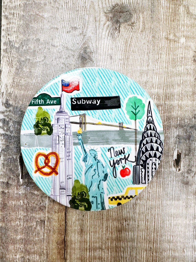 New York Green Ceramic Coaster