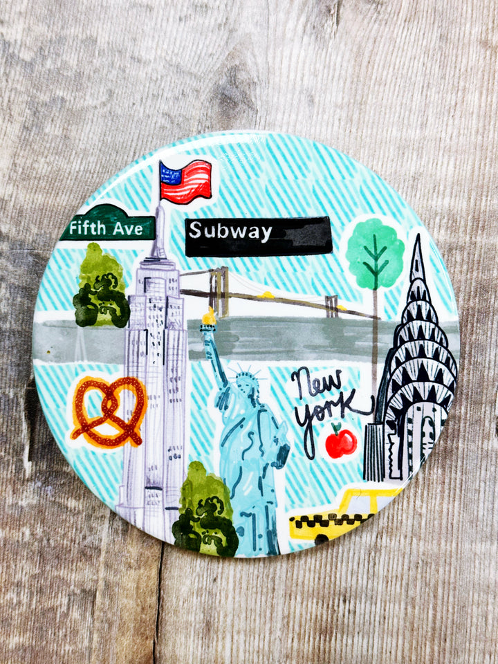 New York Green Ceramic Coaster