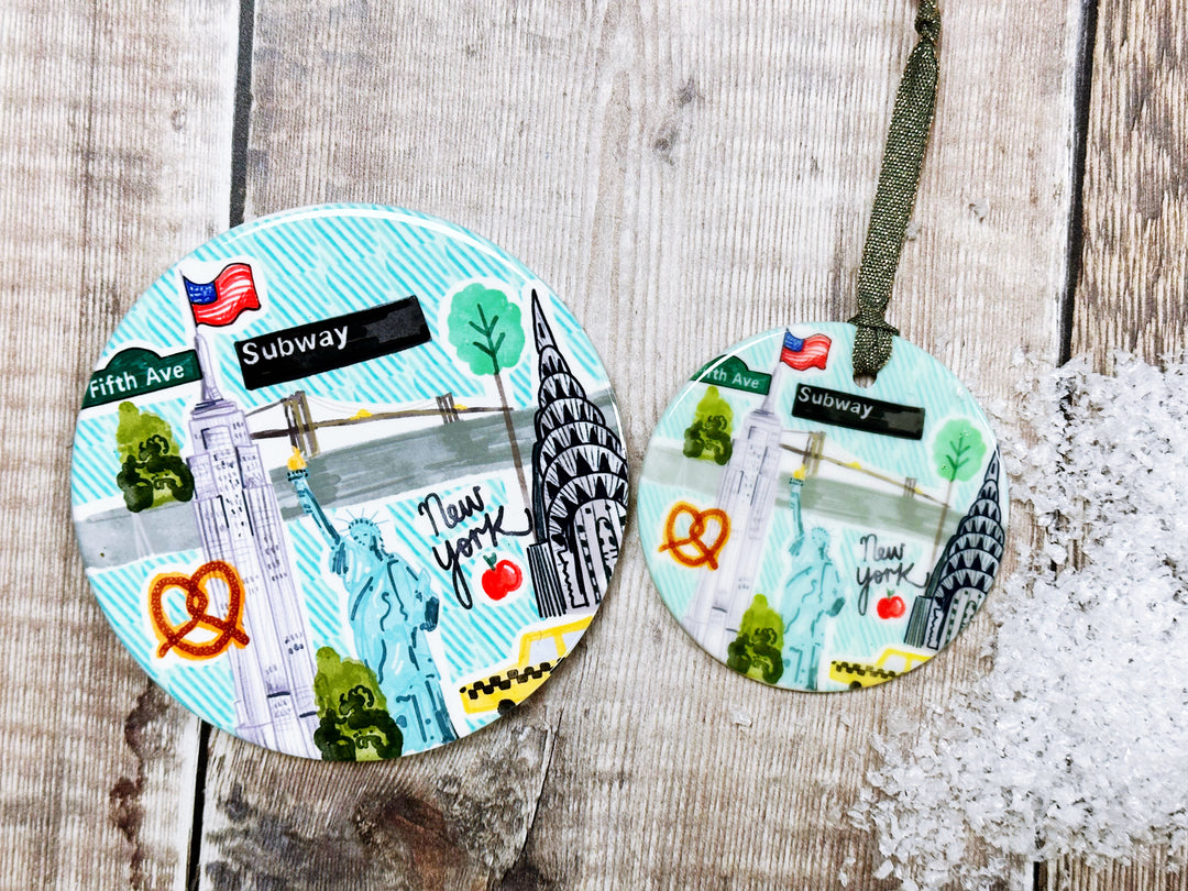 New York Green Ceramic Coaster
