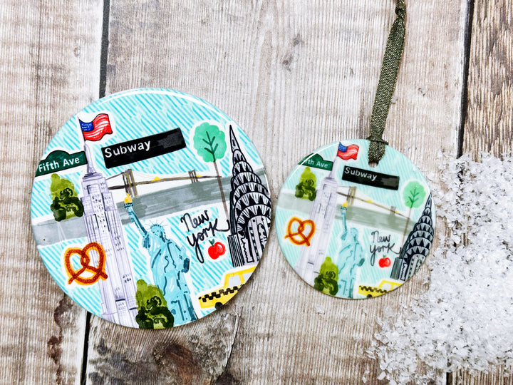 New York Green Ceramic Coaster