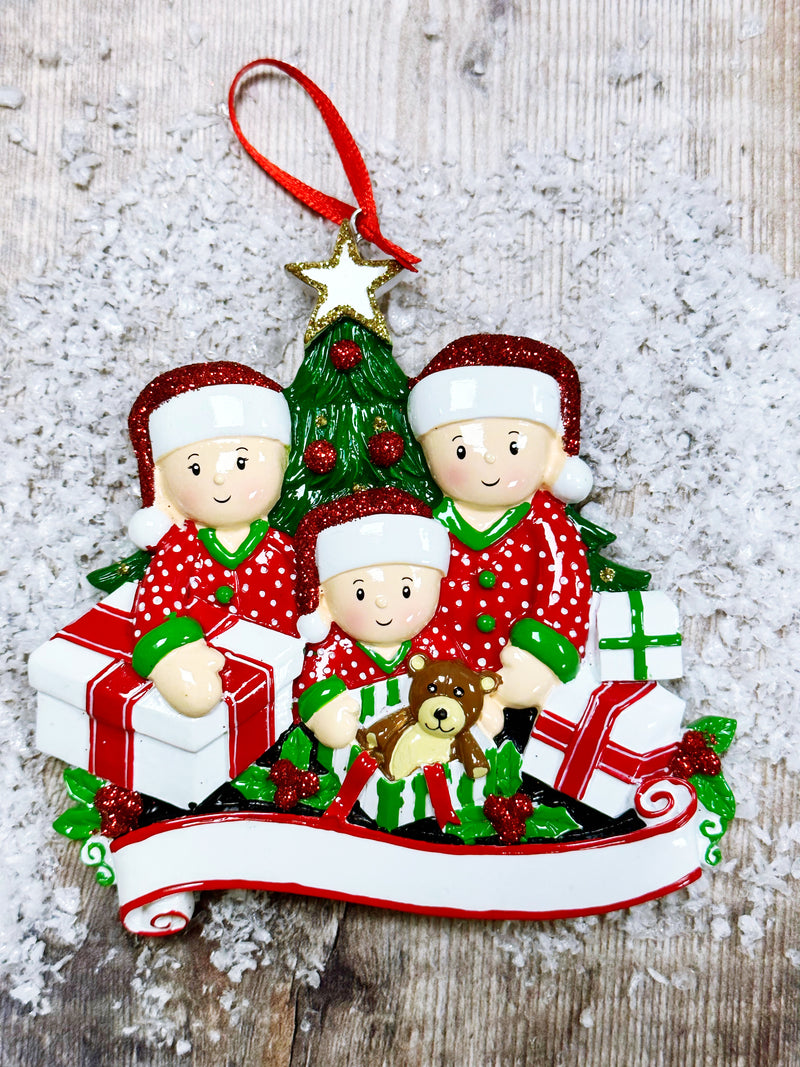 Family of 3 Personalised Christmas Decoration