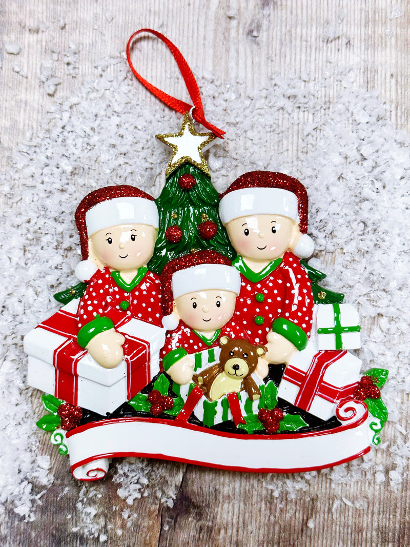 Family of 3 Personalised Christmas Decoration