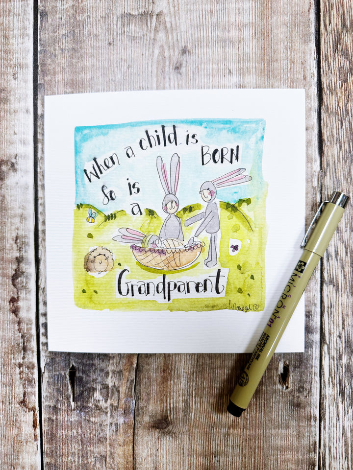 When a Child is Born so is a Grandparent Card - Personalised