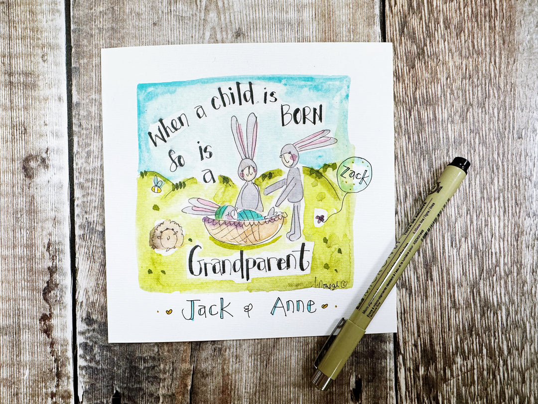 When a Child is Born so is a Grandparent Card - Personalised