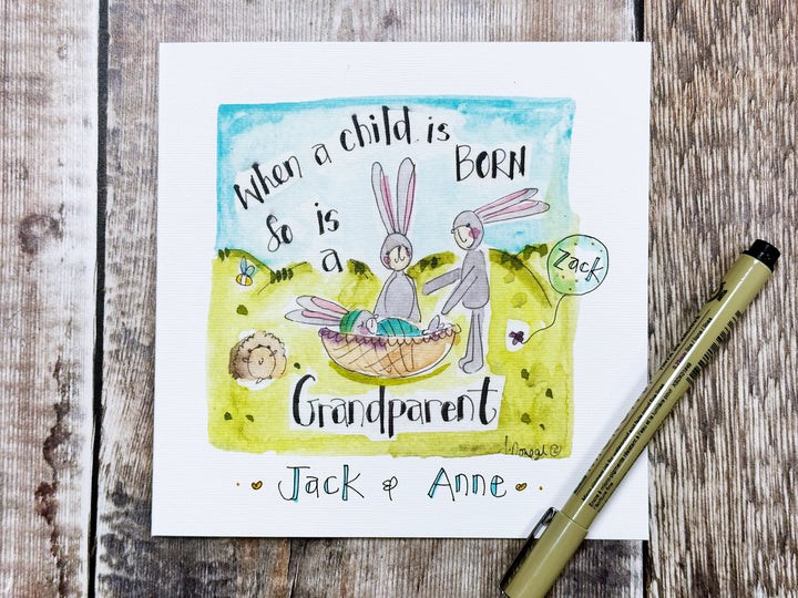 When a Child is Born so is a Grandparent Card - Personalised