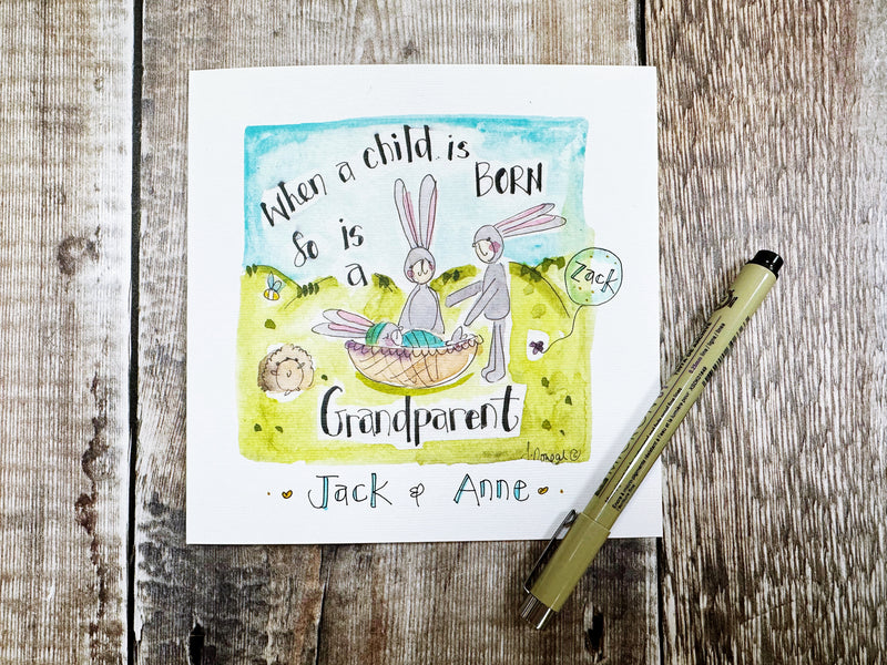When a Child is Born so is a Grandparent Card - Personalised