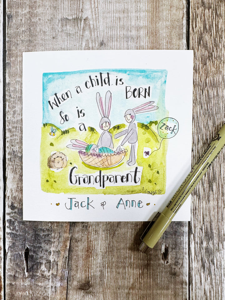 When a Child is Born so is a Grandparent Card - Personalised