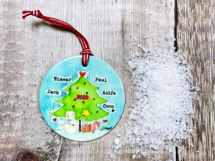 Around The Family Tree Christmas Ceramic Bauble