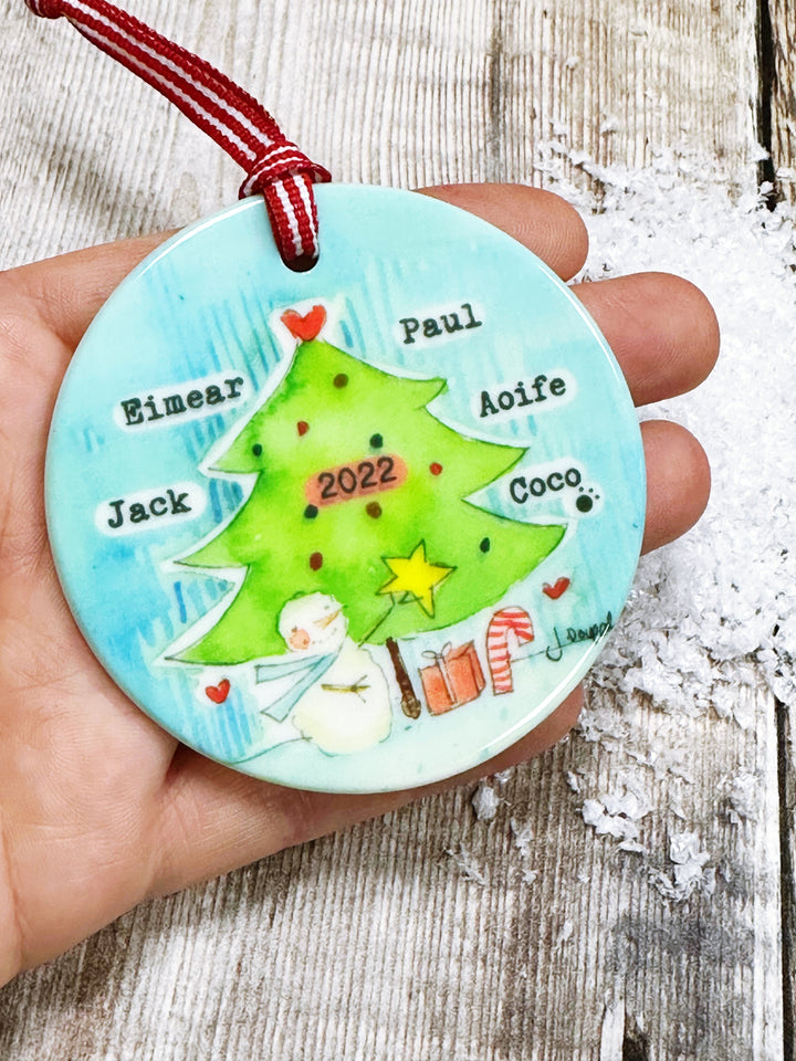 Around The Family Tree Christmas Ceramic Bauble