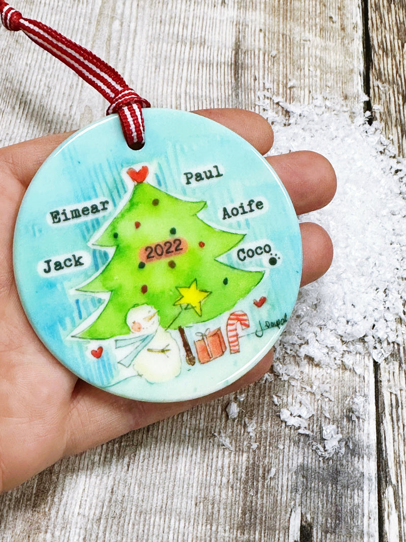 Around The Family Tree Christmas Ceramic Bauble