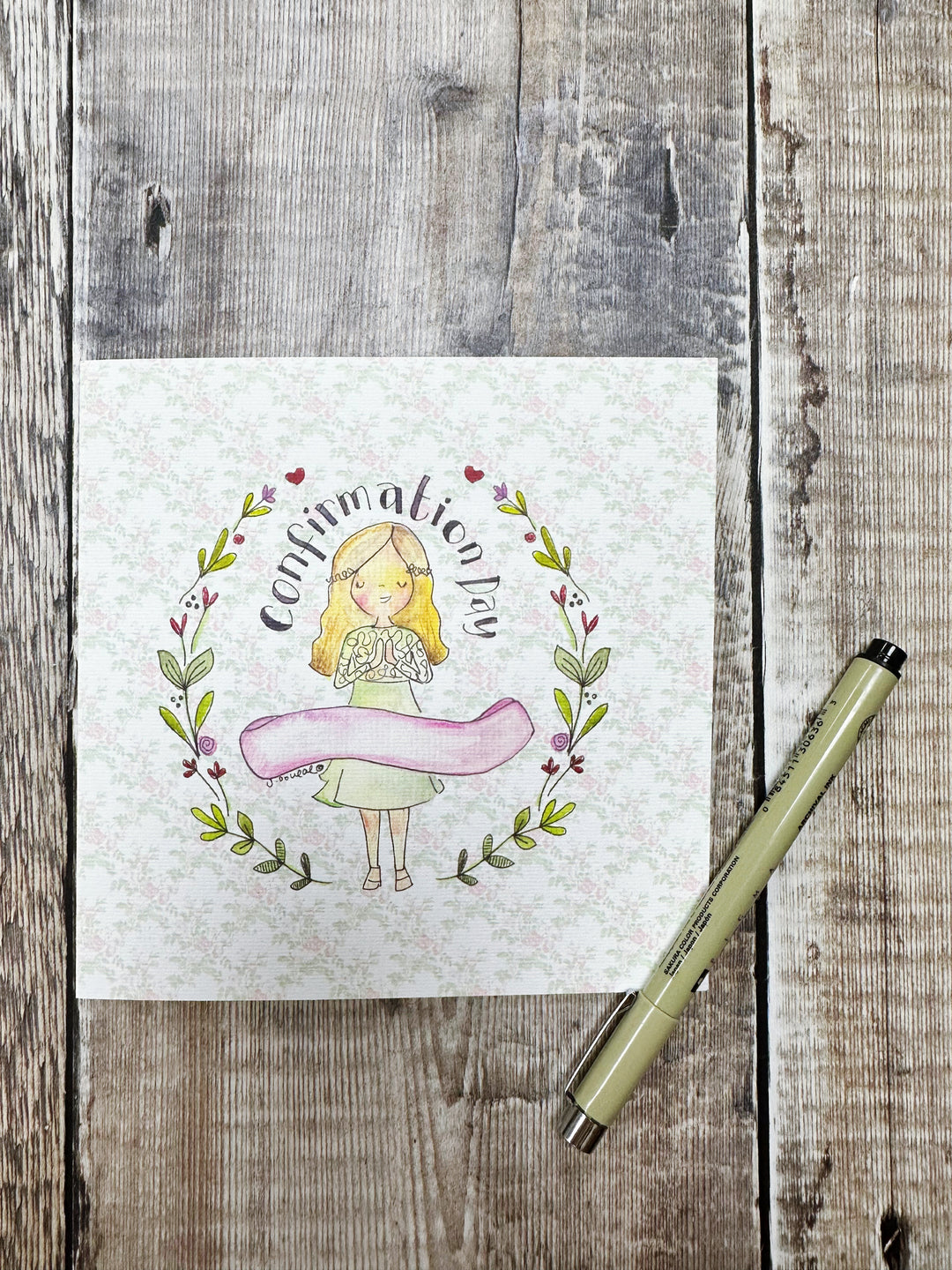 Floral Girl Confirmation Day Card - Personalised