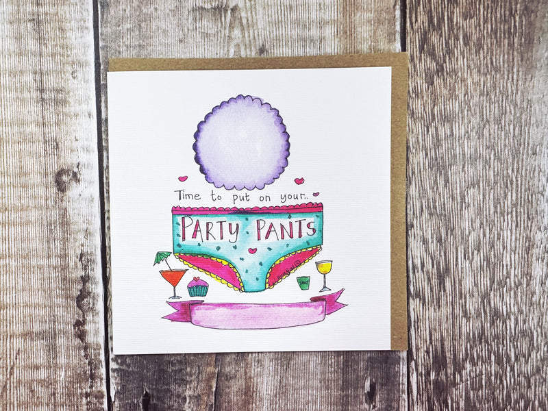 Party Pants Pink Card - Personalised