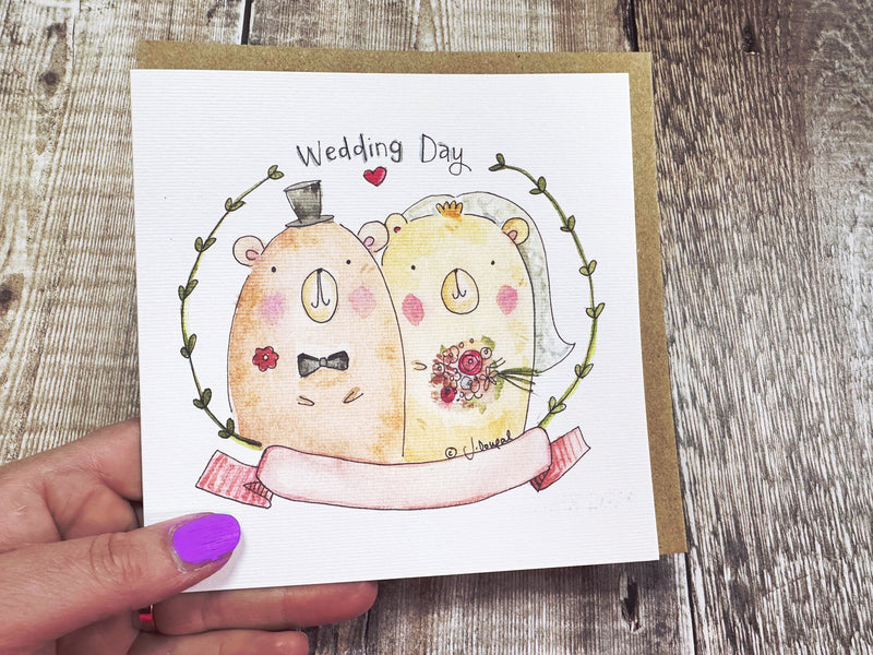 Mr and Mrs Bear Wedding Card - Personalised