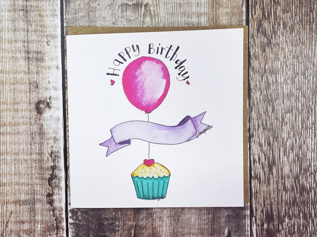 Pink Balloon Card - Personalised