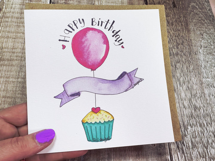 Pink Balloon Card - Personalised