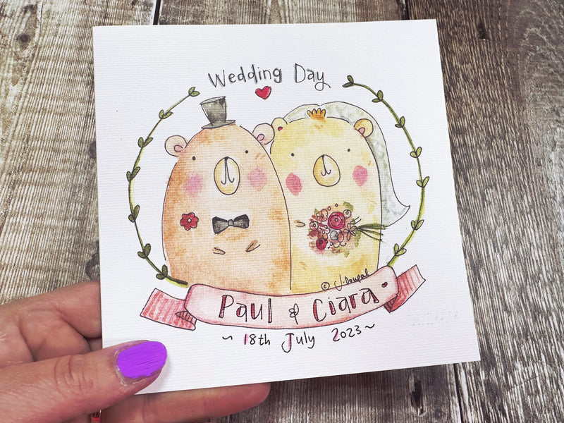 Mr and Mrs Bear Wedding Card - Personalised