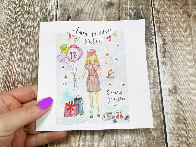 Girl with cake Card - Personalised