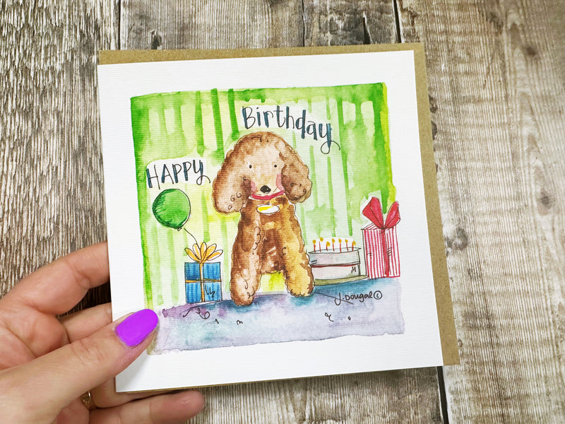 Fluffy Dog birthday Card - Personalised
