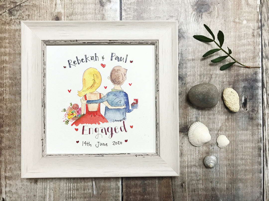 Little Framed Print Engaged Couple can be personalised