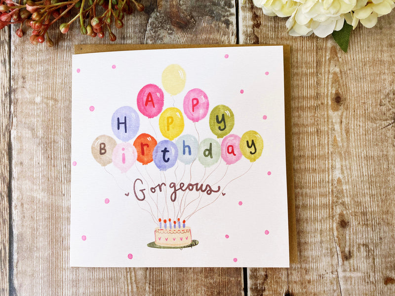 Gorgeous birthday balloons Card - Personalised
