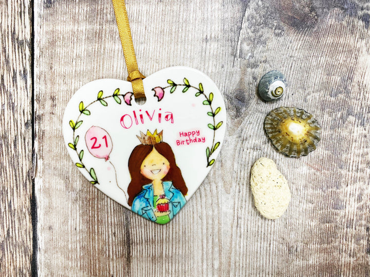Birthday Girl Ceramic Heart