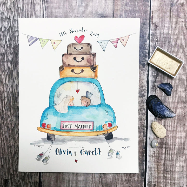 "The Wedding Car" Personalised Print