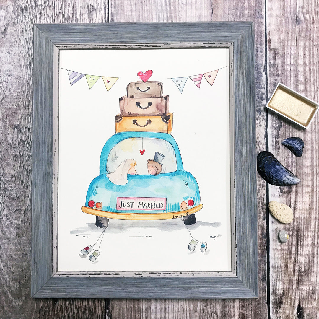 "The Wedding Car" Personalised Print