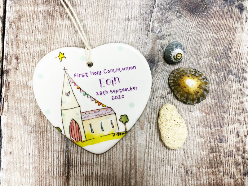 Copy of First Holy Communion Little Church Ceramic Heart